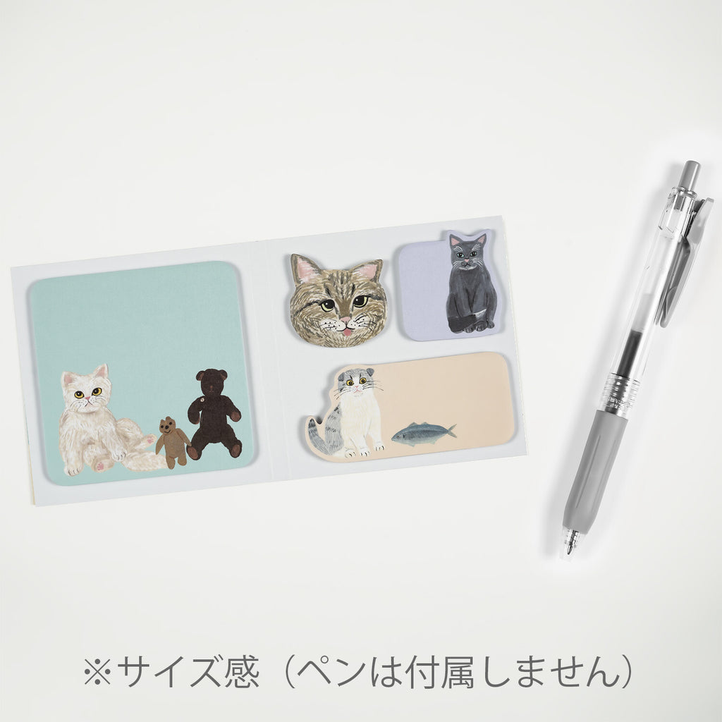 Sodeyama Kahoko cat sticky notes open book with four die-cut designs