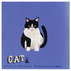 Blue cover of Sodeyama Kahoko cat sticky note book with tuxedo cat art