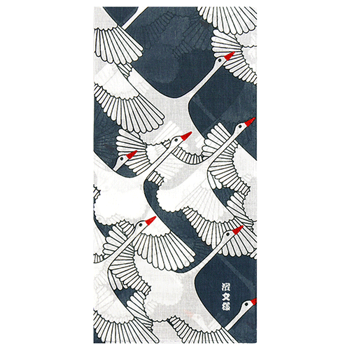Hamamonyo Auspicious Crane Gauze Handkerchief 50cm