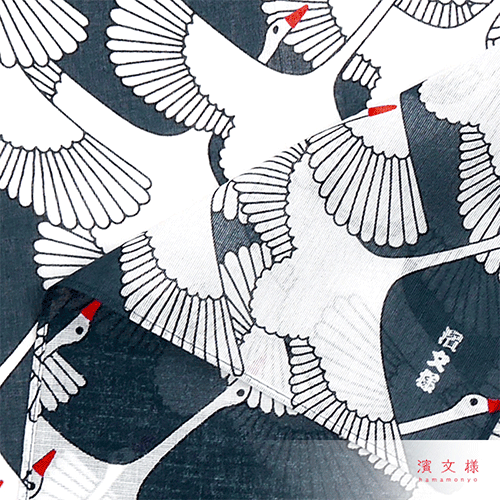 Hamamonyo Auspicious Crane Gauze Handkerchief 50cm