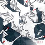 Hamamonyo Auspicious Crane Gauze Handkerchief 50cm