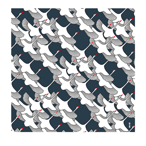 Hamamonyo Auspicious Crane Gauze Handkerchief 50cm