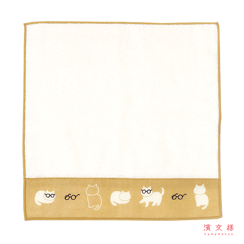 Hamamonyo Cats with Glasses Face Towel Tenugui