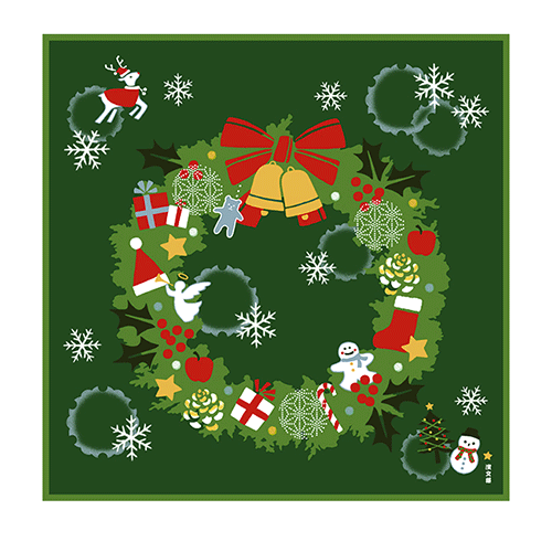 Hamamonyo Christmas Wreath Furoshiki Wrapping Cloth 50cm