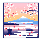 Hamamonyo Cloud Sea Fuji & Sakura Furoshiki Wrapping Cloth 50cm