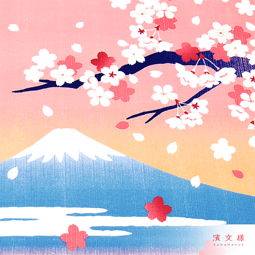 Hamamonyo Cloud Sea Fuji & Sakura Furoshiki Wrapping Cloth 50cm