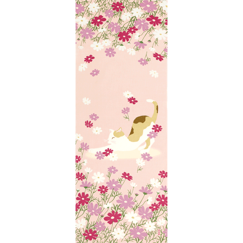 Hamamonyo Cosmos and Cats Tenugui Towel