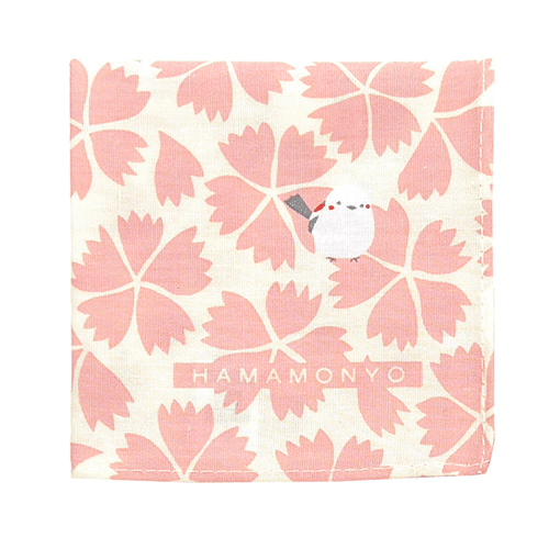 Hamamonyo Dianthus & Long-tailed Tit Fine Cotton Handkerchief 35cm