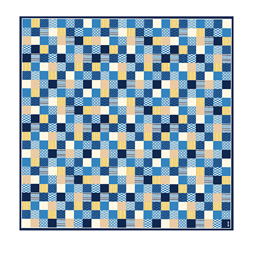 Hamamonyo Ichimatsu Komon Mix Furoshiki Wrapping Cloth 90cm