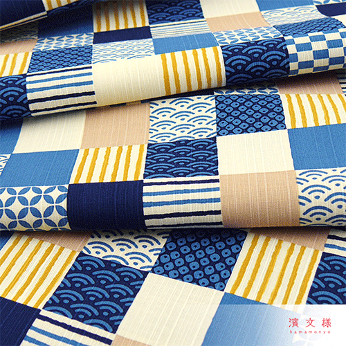 Hamamonyo Ichimatsu Komon Mix Furoshiki Wrapping Cloth 90cm