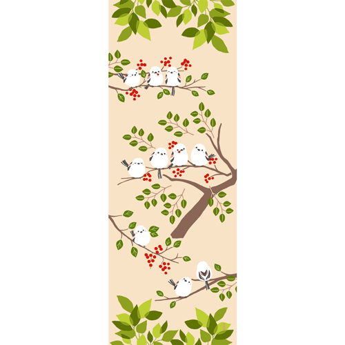 Hamamonyo Long-tailed Tit Friends Tenugui Towel