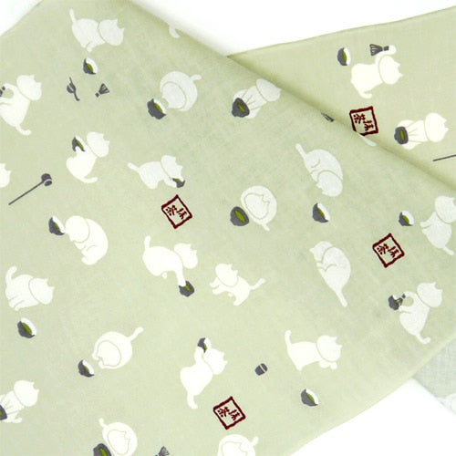Hamamonyo Matcha Cat Tenugui Towel