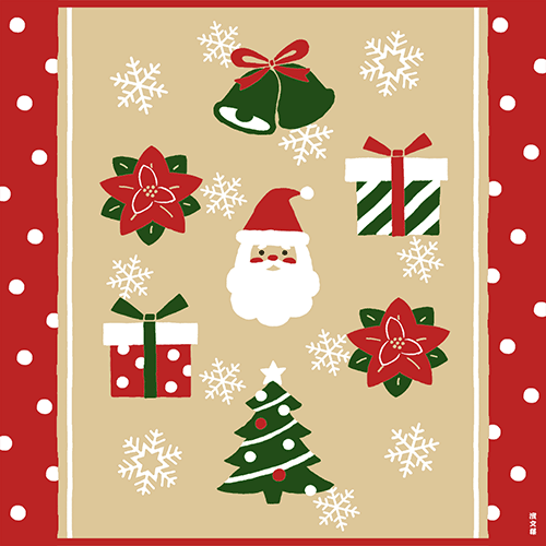 Hamamonyo Merry Christmas Furoshiki Wrapping Cloth 50cm