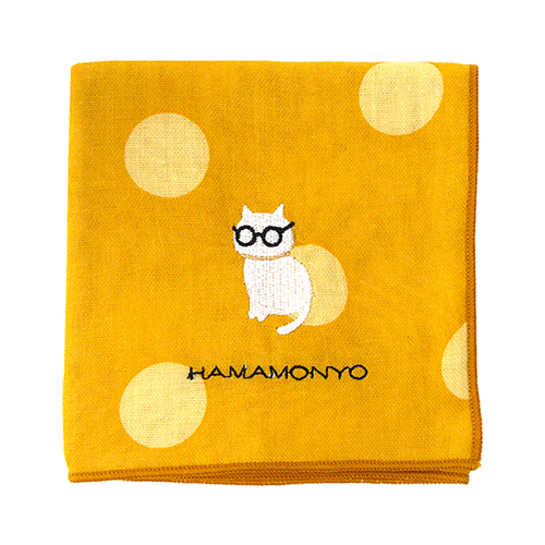 Hamamonyo Polka Dots & Cat Glasses Face Towel