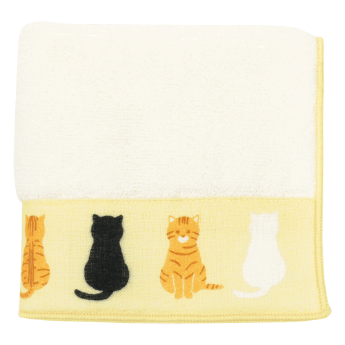 Hamamonyo Sitting Cats Face Towel Tenugui