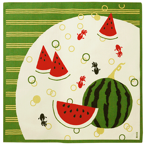 Hamamonyo Watermelon and Goldfish Furoshiki Wrapping Cloth 50cm