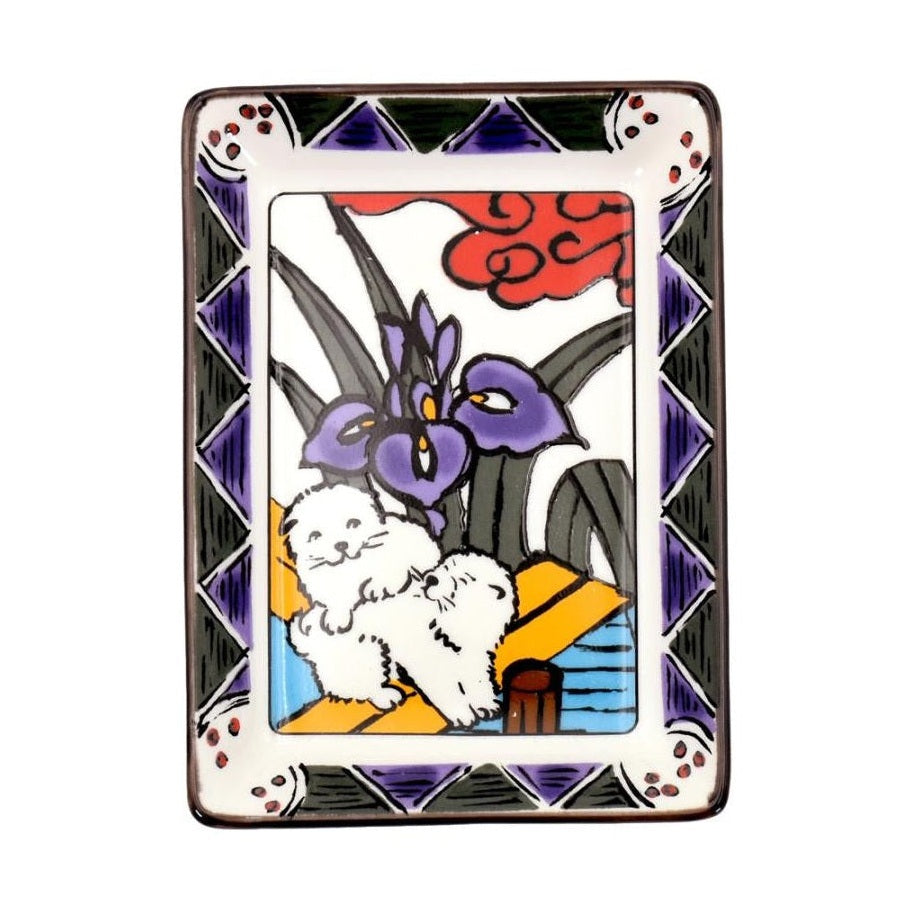 Hanafuda Zodiac Rectangular Small Plate - Dog