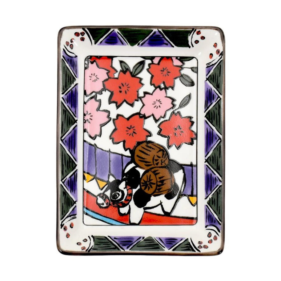 Hanafuda Zodiac Rectangular Small Plate - Ox