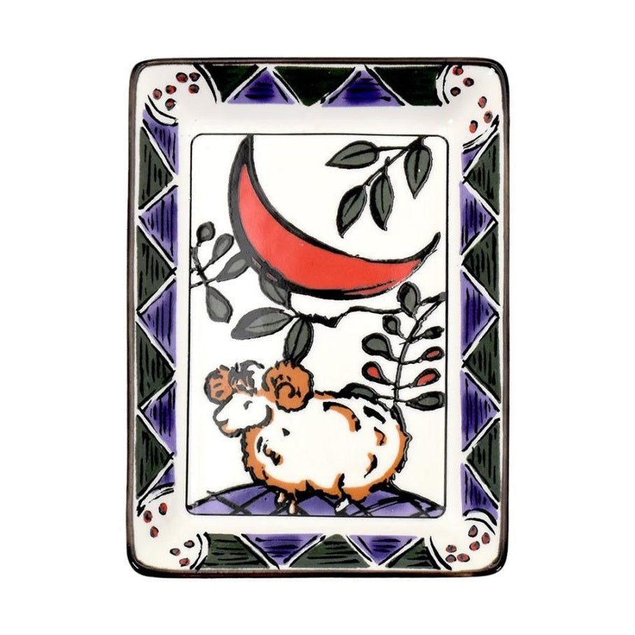 Hanafuda Zodiac Rectangular Small Plate - Sheep