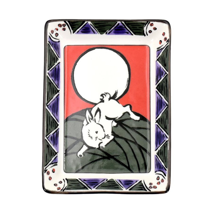 Hanafuda Zodiac Rectangular Small Plate - Rabbit