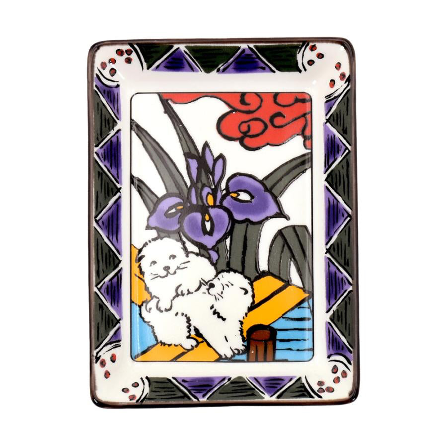 Hanafuda Zodiac Rectangular Small Plate 10×7cm - Dog
