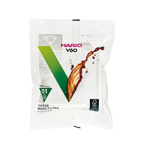 Hario V60 Coffee Filter Paper 01 White - 100 Sheets