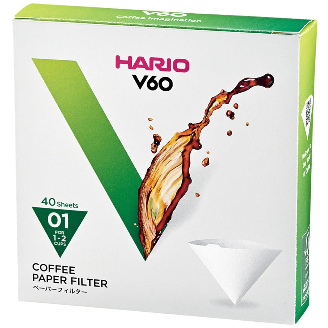 Hario V60 Coffee Filter Paper 01White - 1-2 Cups - 40 Sheets