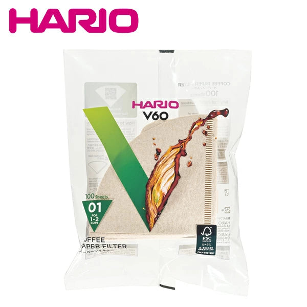 Hario V60 Unbleached Paper Filter 100 Pcs