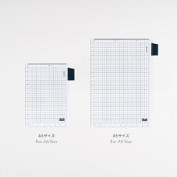 Hobonichi A6 clear pencil board with blue grid and pen hook