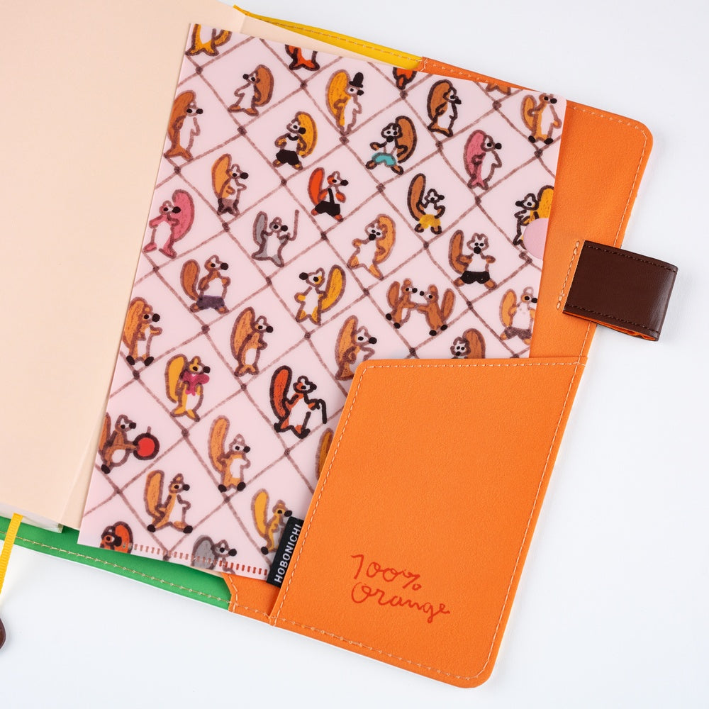 Hobonichi Techo 100%ORANGE: Hobonichi Folder Set of 2 for A5 Size Squirrel Squadron