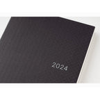 Black gingham Hobonichi Techo 2024 A5 planner with embossed pattern and compact cut cover