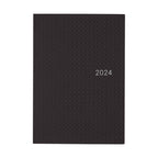 Front view of black HON Paper Series 2024 diary featuring subtle gingham texture
