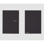 Side-by-side comparison of black gingham 2024 diary with and without HOBONICHI branding