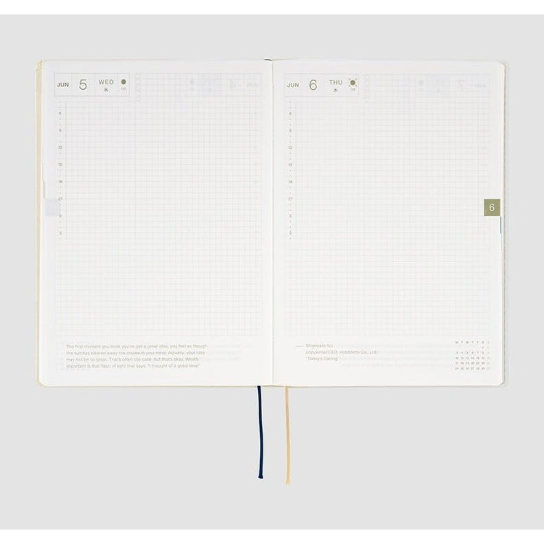 Hobonichi Techo 2024 June daily spread with grid-lined writing space and date columns