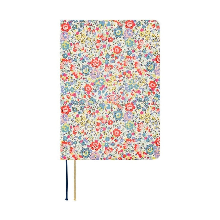 Hobonichi Techo 2024 A6 diary with Liberty floral cover and dual ribbon bookmarks