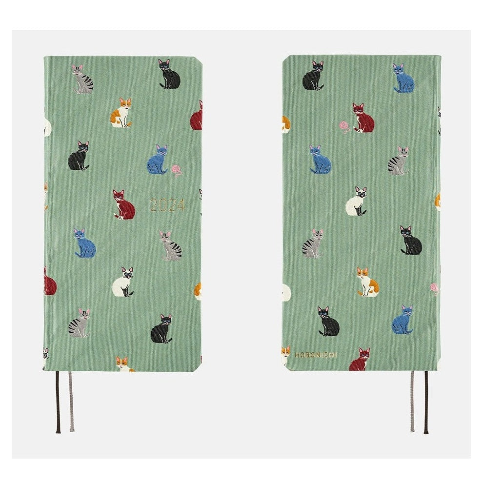 Hobonichi Techo 2024 Weeks Bow & Tie: Cats & Me JPN/Tall & Slim/Apr Start