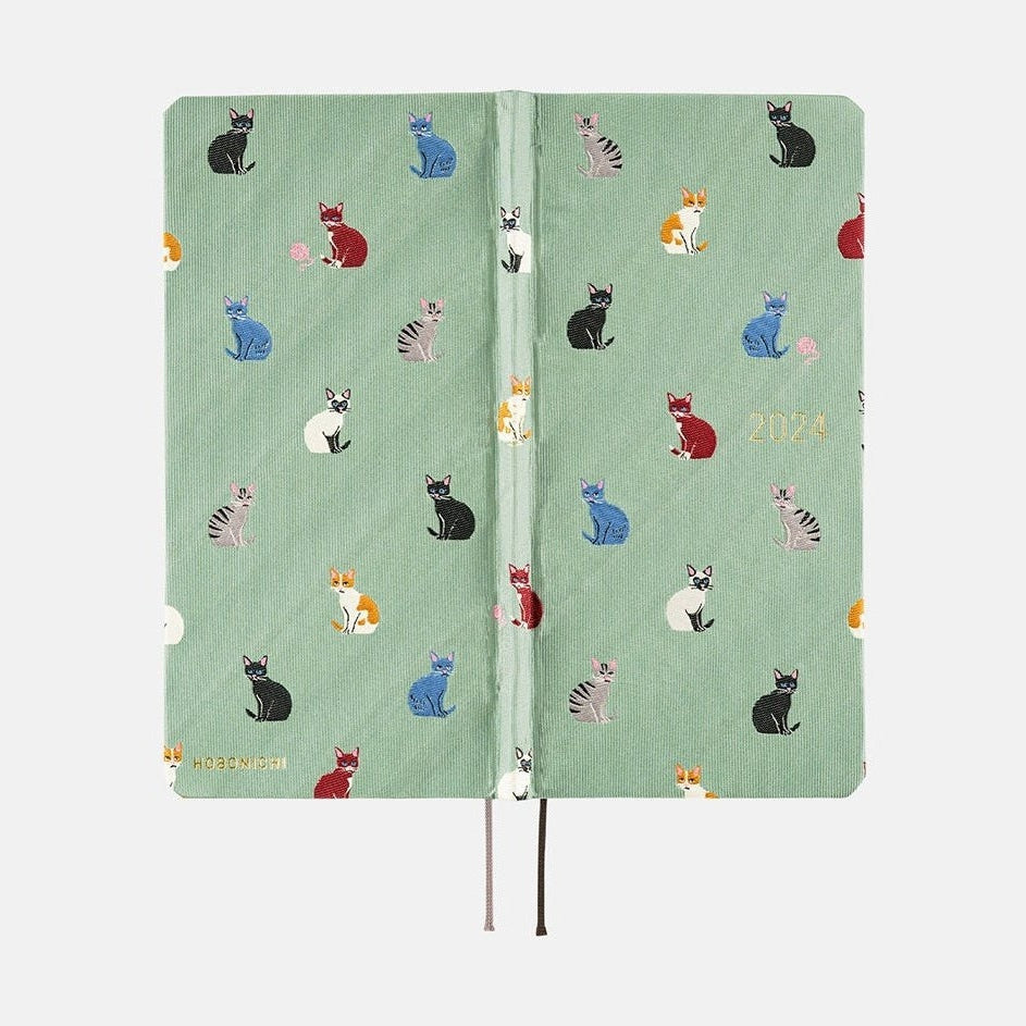 Hobonichi Techo 2024 Weeks Bow & Tie: Cats & Me JPN/Tall & Slim/Apr Start
