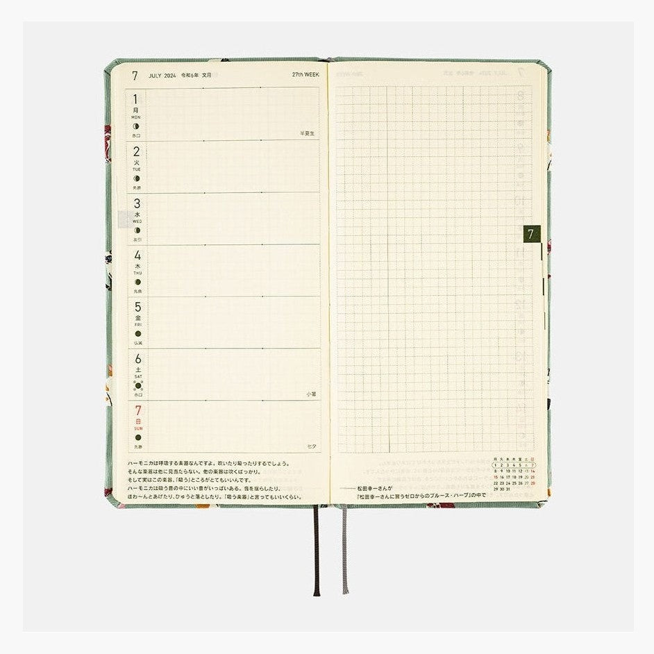 Hobonichi Techo 2024 Weeks Bow & Tie: Cats & Me JPN/Tall & Slim/Apr Start