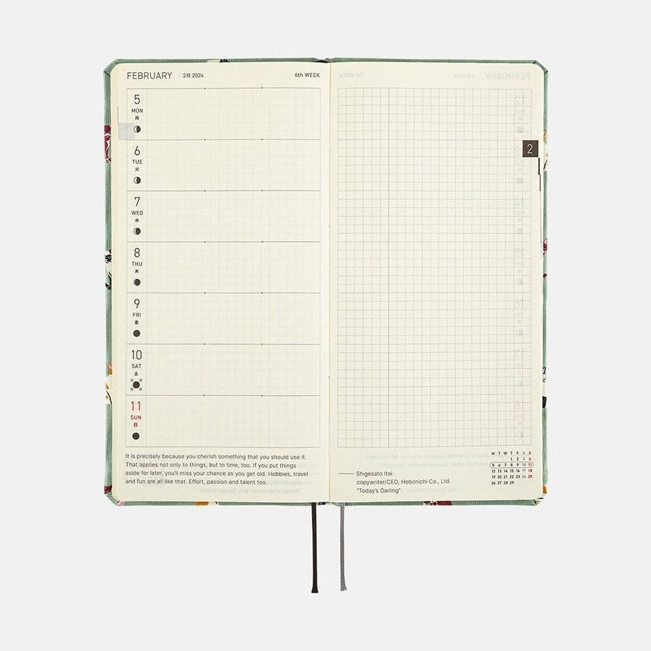 Hobonichi Techo 2024 Weeks Bow & Tie: Cats & Me JPN/Tall & Slim/Jan Start