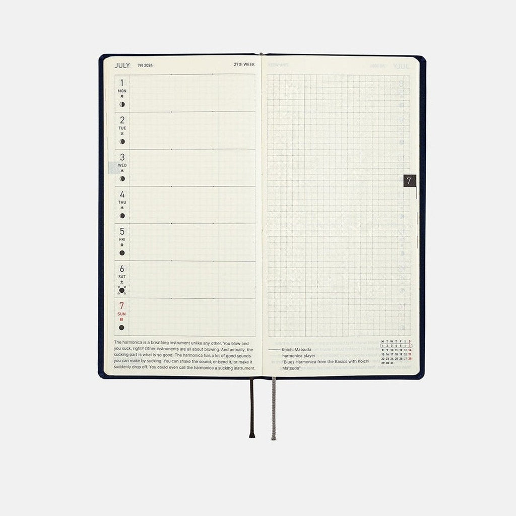 Hobonichi Techo 2024 Weeks Colors: Deep Navy JPN/Tall & Slim/Apr Start