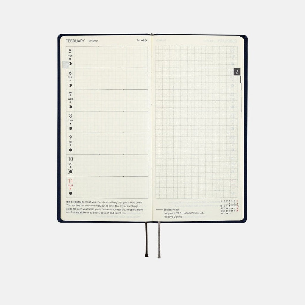 Hobonichi Techo 2024 Weeks Colors: Deep Navy JPN/Tall & Slim/Apr Start