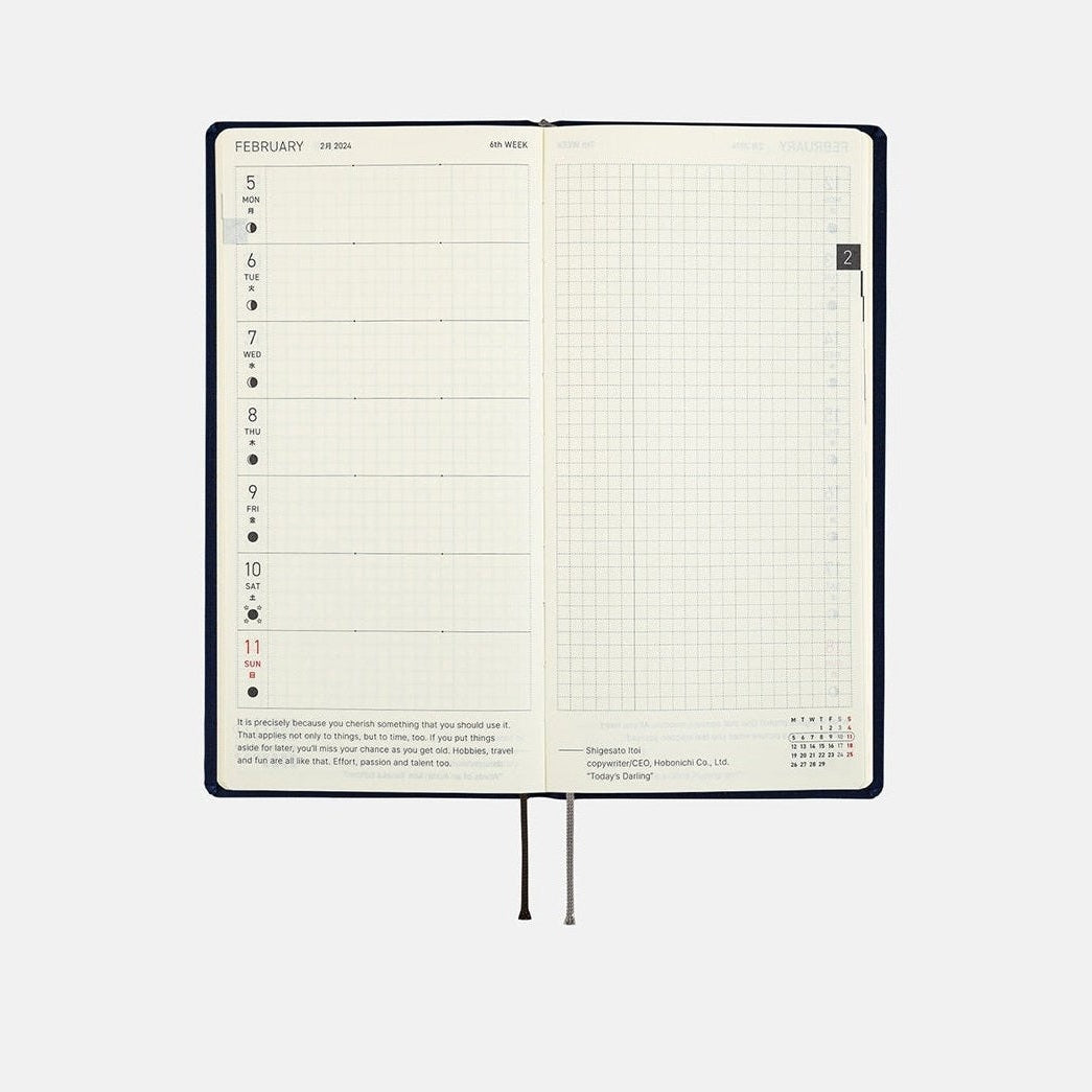 Hobonichi Techo 2024 Weeks Colors: Deep Navy JPN/Tall & Slim/Apr Start