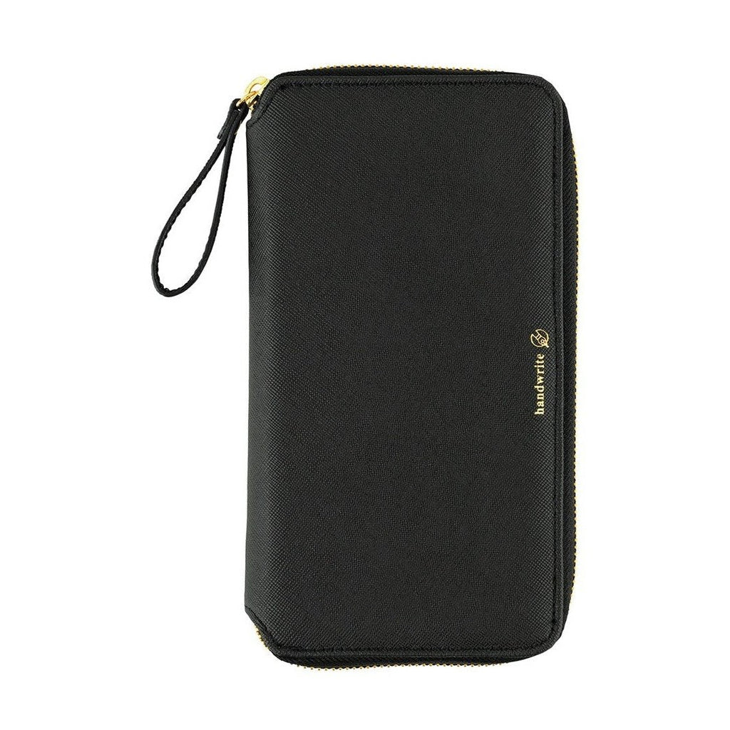 Closed black Hobonichi Techo Weeks Notte zippered cover with gold zipper