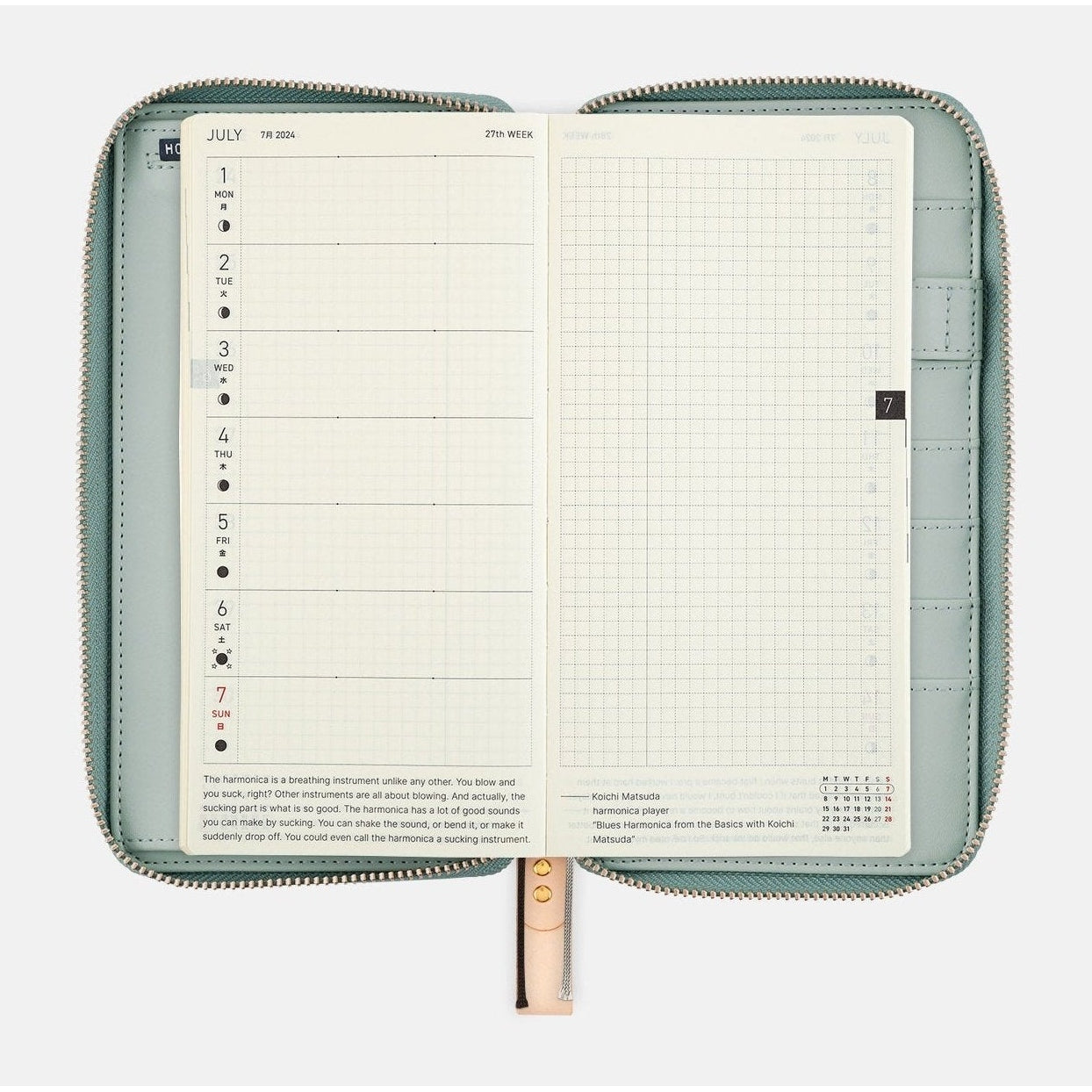 Hobonichi Techo Weeks Cover mina perhonen: light berry Green
