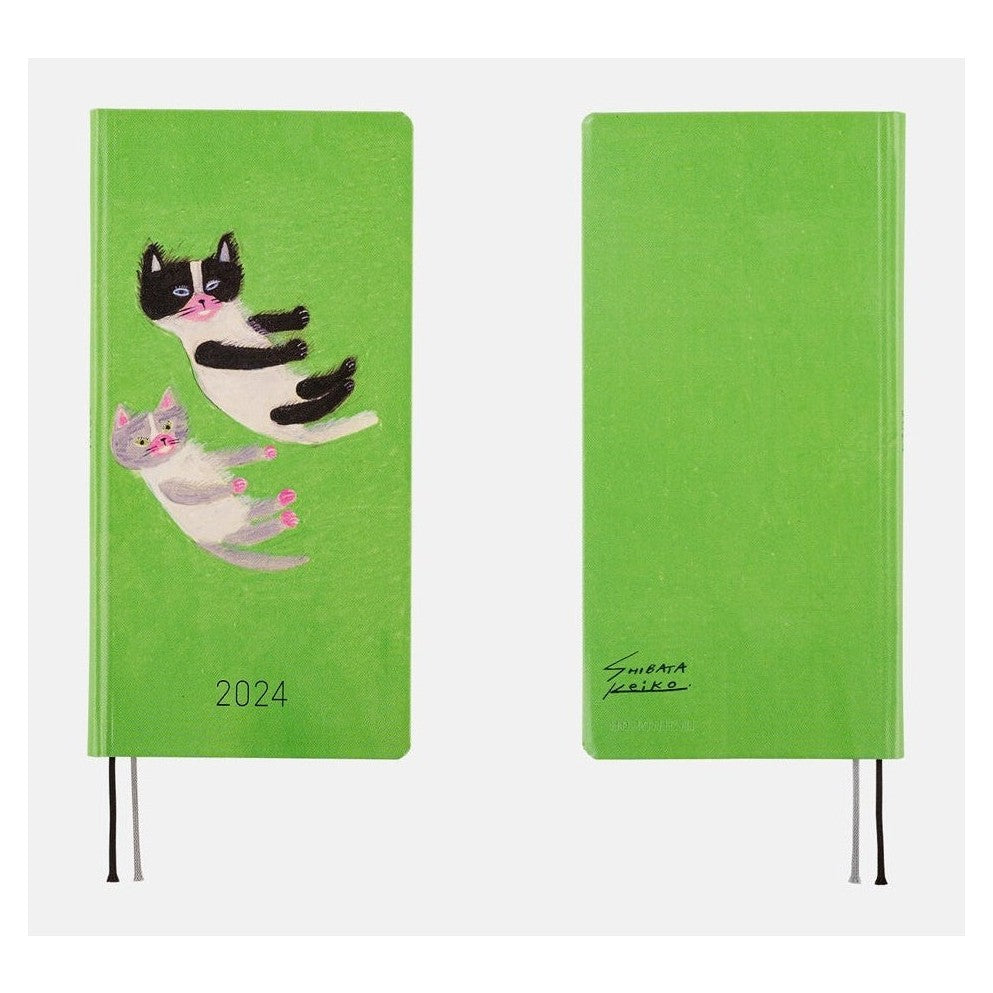 Hobonichi Techo 2024 Weeks Keiko Shibata: Fluffy floating kittens JPN/Tall & Slim/Apr Start