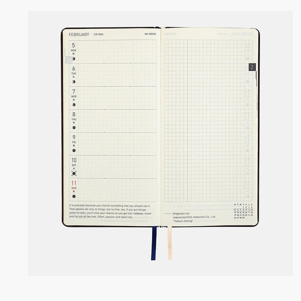 Hobonichi Techo 2024 Weeks Leather: Classical Navy
