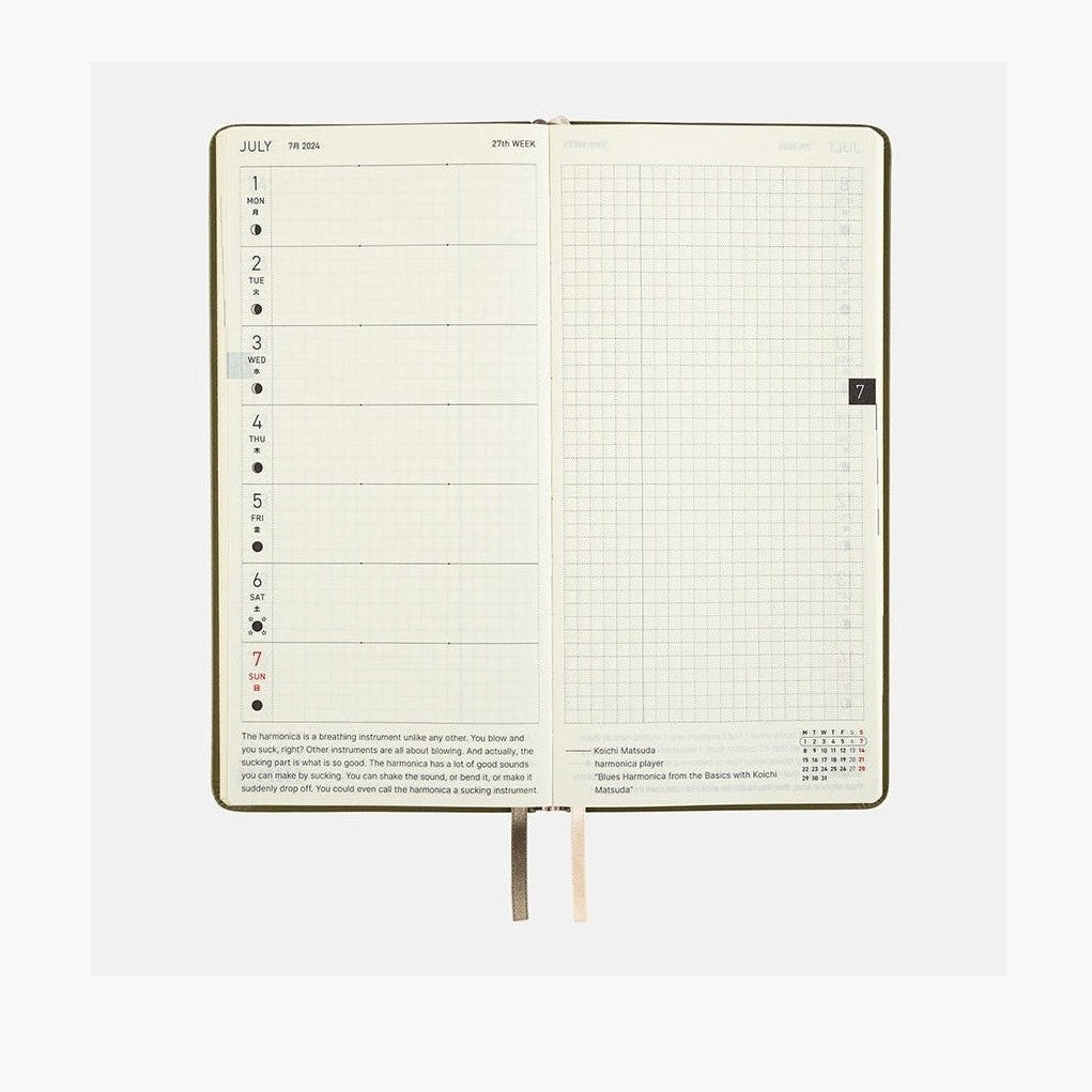 Hobonichi Techo 2024 Weeks Leather: Olive Green