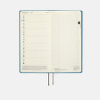 February 2024 weekly layout in Hobonichi Techo 2024 Weeks Celeste Blue with elastic band
