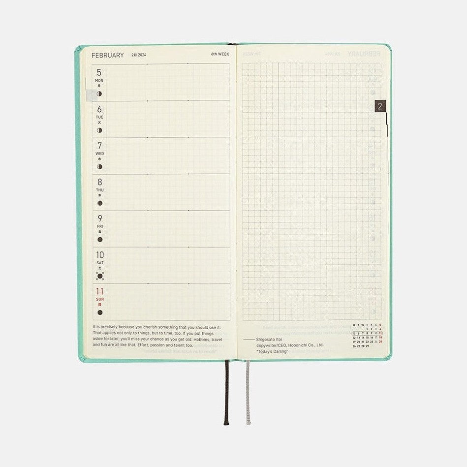 Hobonichi Techo 2024 Weeks Paper Series: Pale Blue-Green