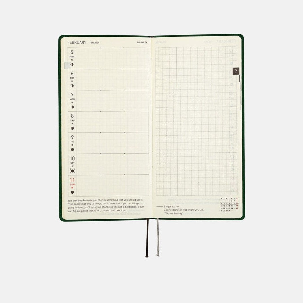 Hobonichi Techo 2024 Weeks Smooth: Forest Green